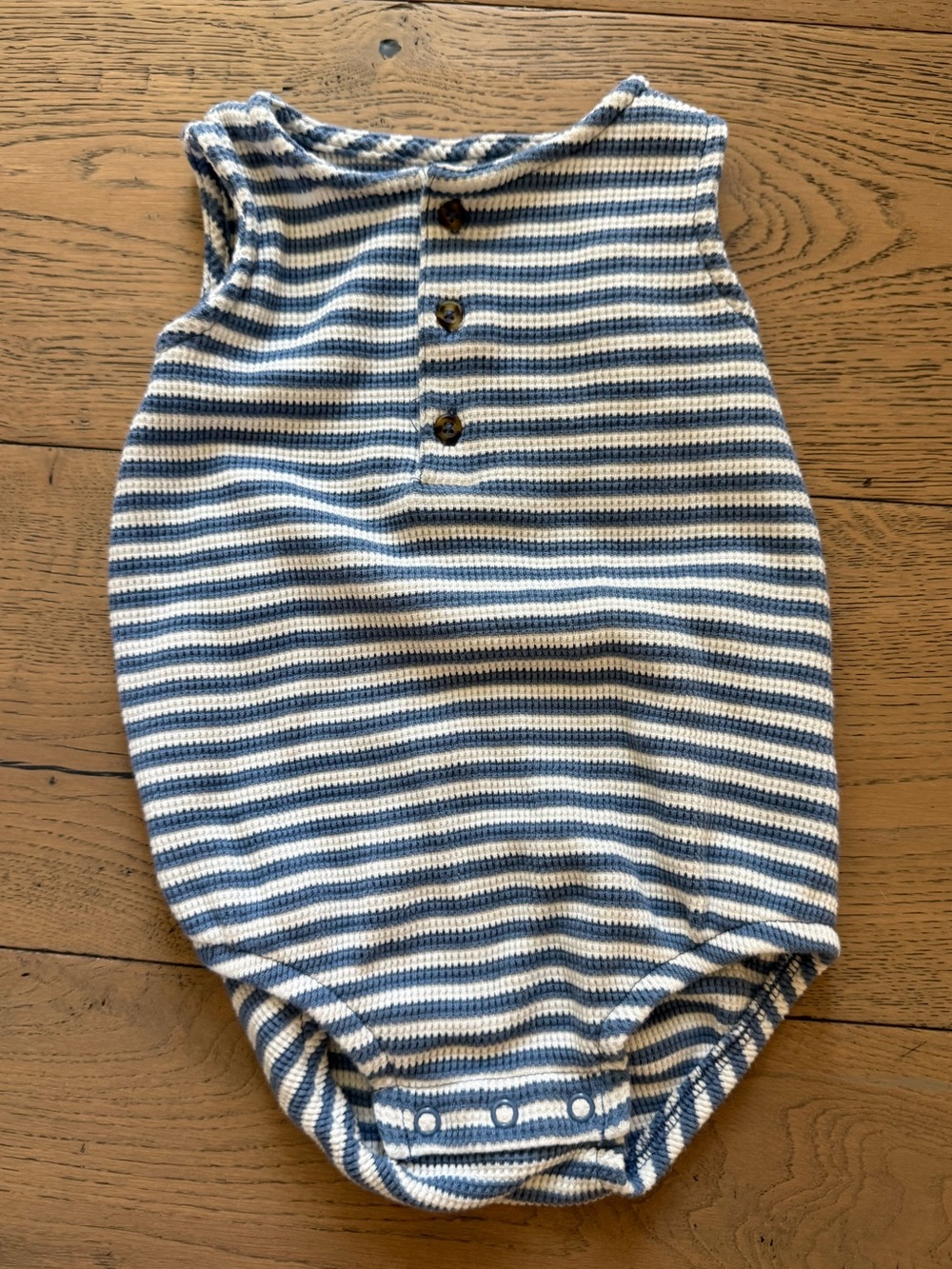 Carter’s Blue & Cream Striped Waffle Knit Bubble Romper 18M
